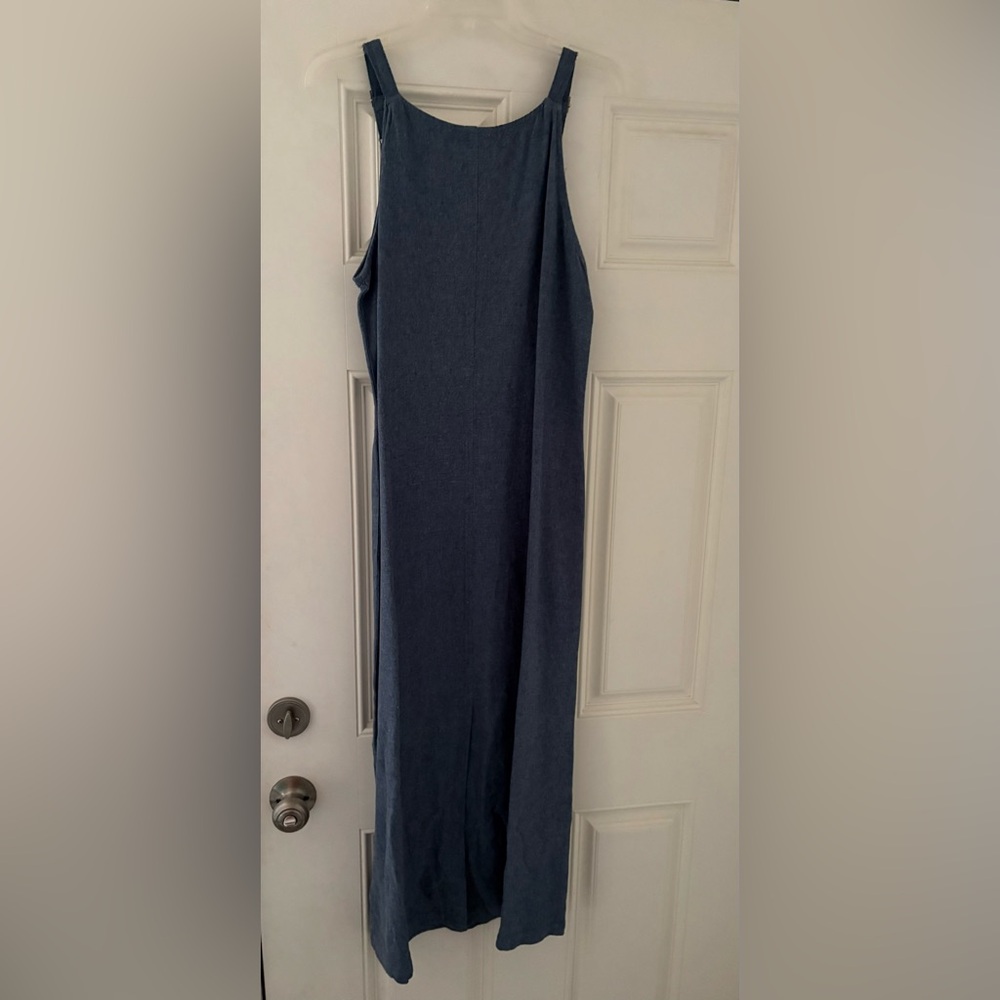 Vintage 90’s Denim Maxi Pinafore Dress Medium - Picture 3 of 7